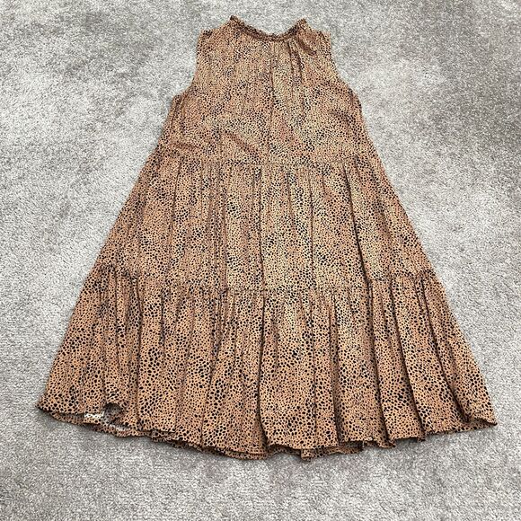 Old Navy Leopard A-Line Relaxed Midi Dress Womens Medium Brown Sleeveless Boho - Picture 2 of 13